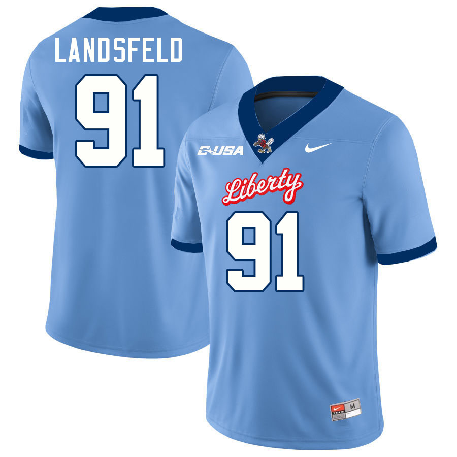 Liberty Flames #91 Marius Landsfeld College Football Jerseys Stitched-Light Blue